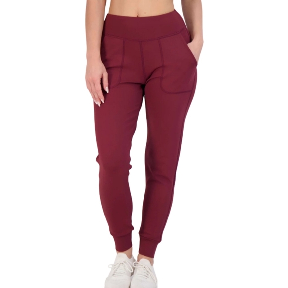 Real Essentials Women's Burgundy Jogger Leggings Size Xl - Picture 1 of 4